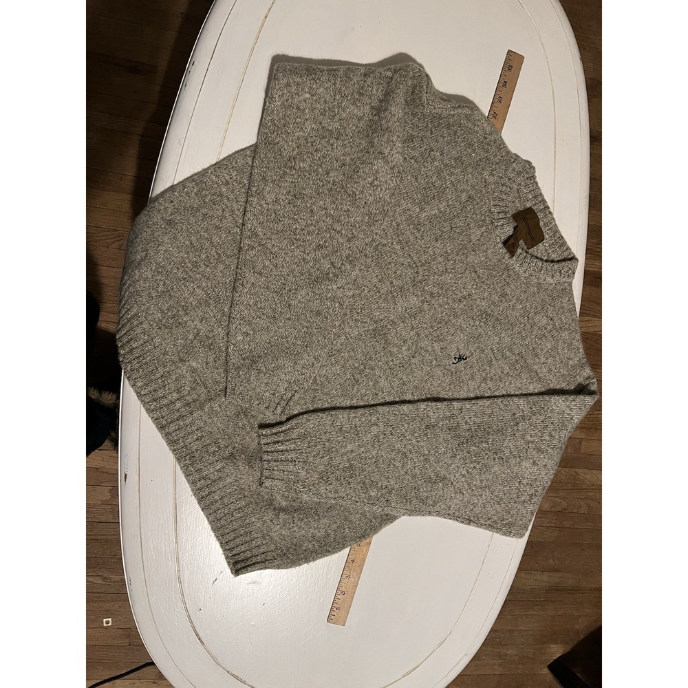 Browning Men's Large Wool Knit Crewneck Sweater Deer Logo Patch Woolmark Tag